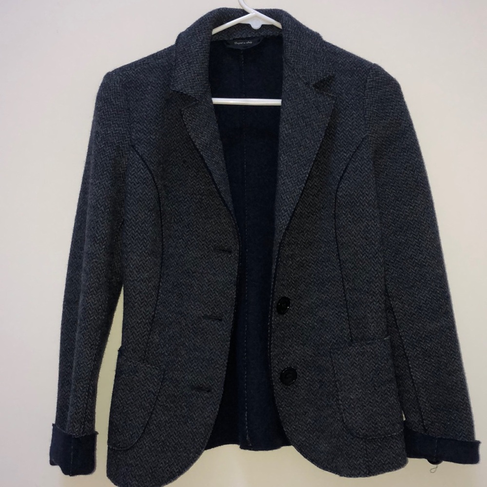MaxMara Navy and Gray Wool Weekend Blazer